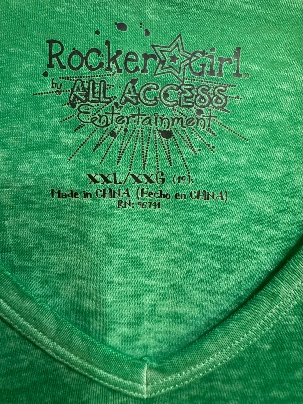 ALL ACCESS Green V-Neck RockerGirl Tee - Picture 5 of 6